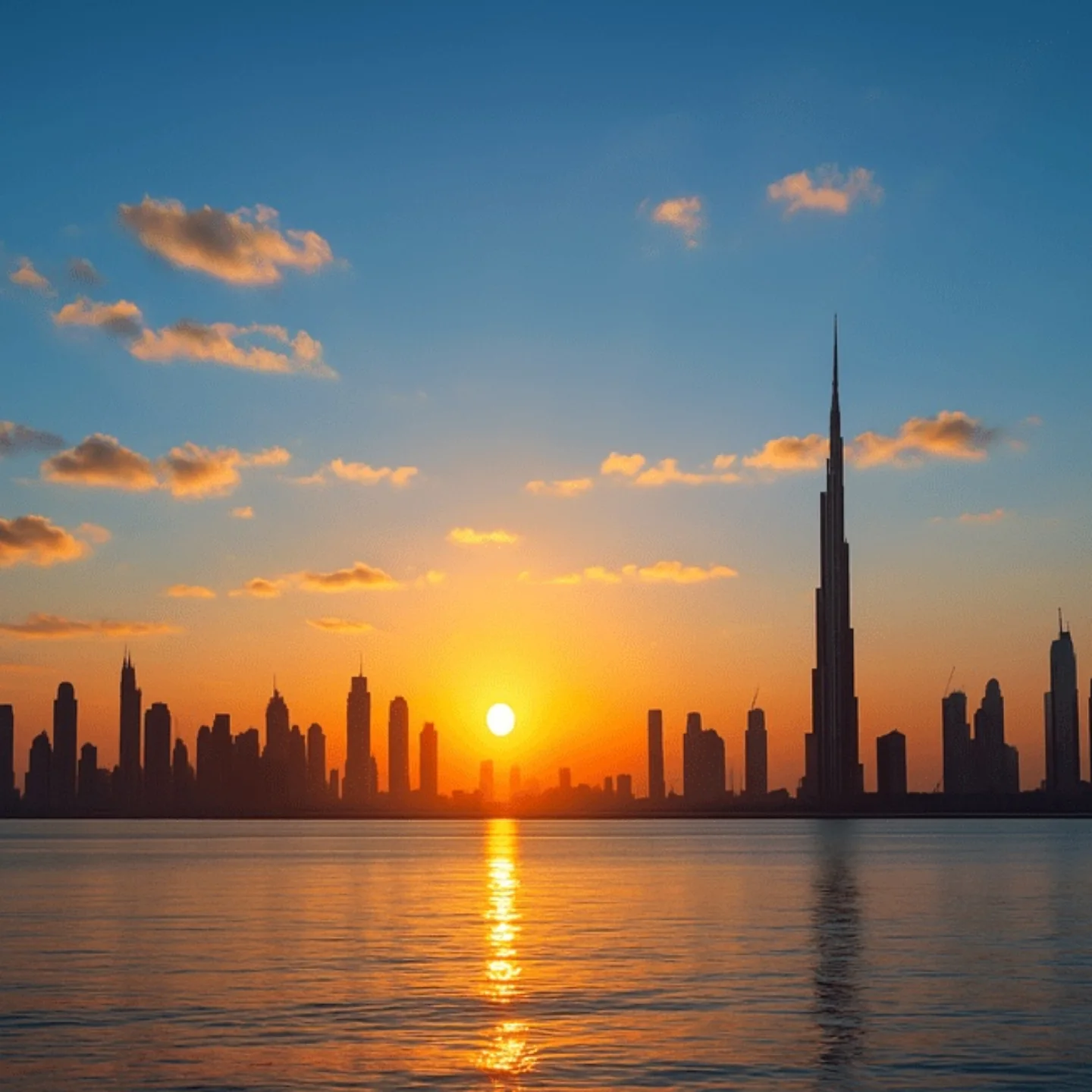 City skyline at dusk